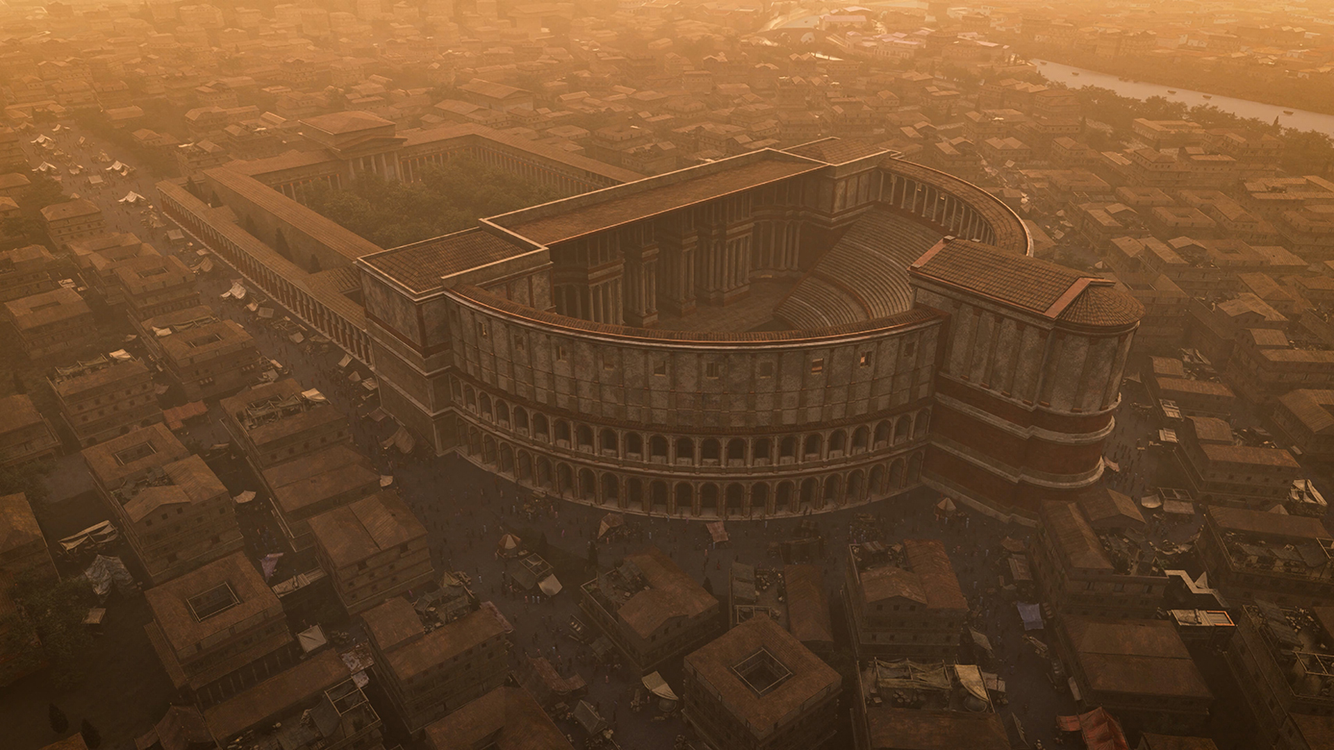 CGI reconstruction of the Theatre of Pompey in Ancient Rome