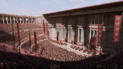 CGI reconstruction of an event in the Theatre of Pompey in Ancient Rome