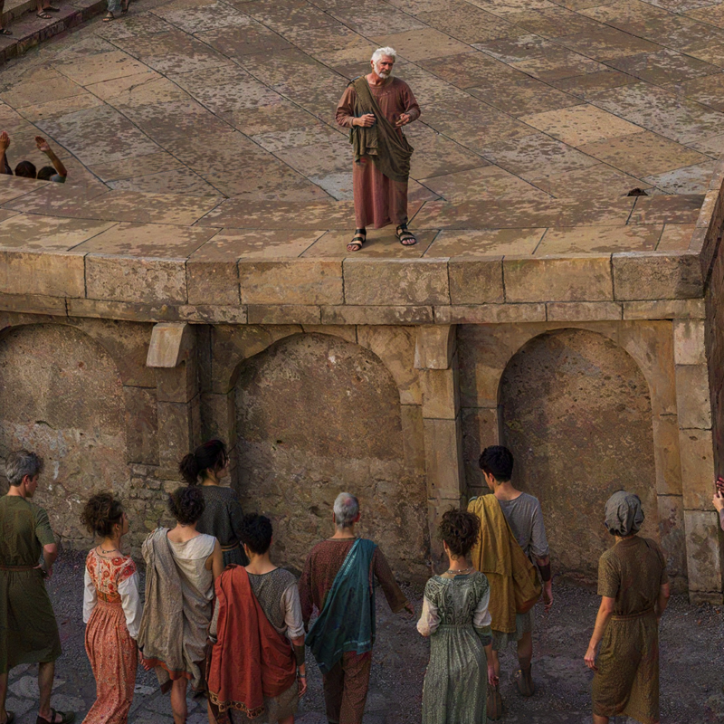 Close up view of the Curie and Comitium in the Forum Ancient Rome Republic