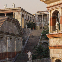 Close up view of the Curie and Comitium in the Forum Ancient Rome Republic