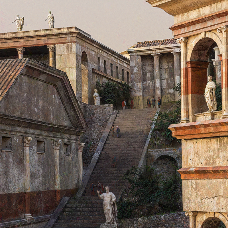 Close up view of the Curie and Comitium in the Forum Ancient Rome Republic