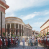 CGI view of the Vestal Virgins outside the Vesta Temple in the Forum Ancient Rome Republic