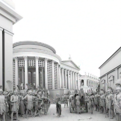 3D model view of the Vestal Virgins outside the Vesta Temple in the Forum Ancient Rome Republic