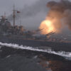 Stock footage of the Battleship Bismarck firing guns in the North Atlantic Ocean