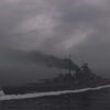 Stock footage of the Battleship Bismarck sailing in the North Atlantic Ocean