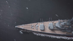 Stock footage of the Battleship Bismarck firing guns in the North Atlantic Ocean