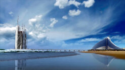 Timelapse footage of Burj Al Arab construction from the beach in Dubai