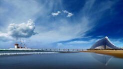 Timelapse footage of Burj Al Arab construction from the beach in Dubai