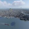 Aerial 360 image of New York City, floating over Jersey City