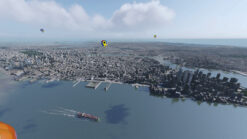 Aerial 360 image of New York City, floating over Jersey City