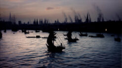 Dusk view Old London Bridge Tudor London