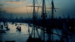 Dusk view Old London Bridge Tudor London