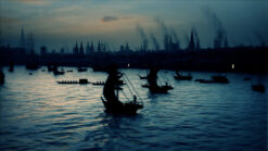 Dusk view Old London Bridge Tudor London