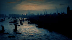 Dusk view Old London Bridge Tudor London