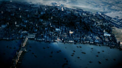 Aerial fly over Tudor London