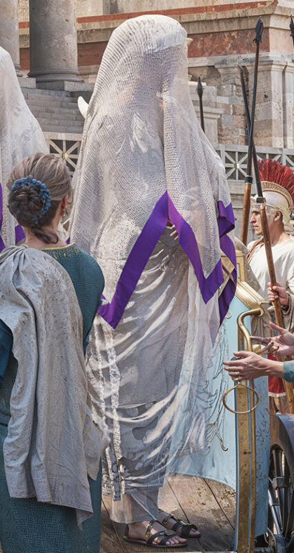 Close up of the 3D model of a Vestal Virgin